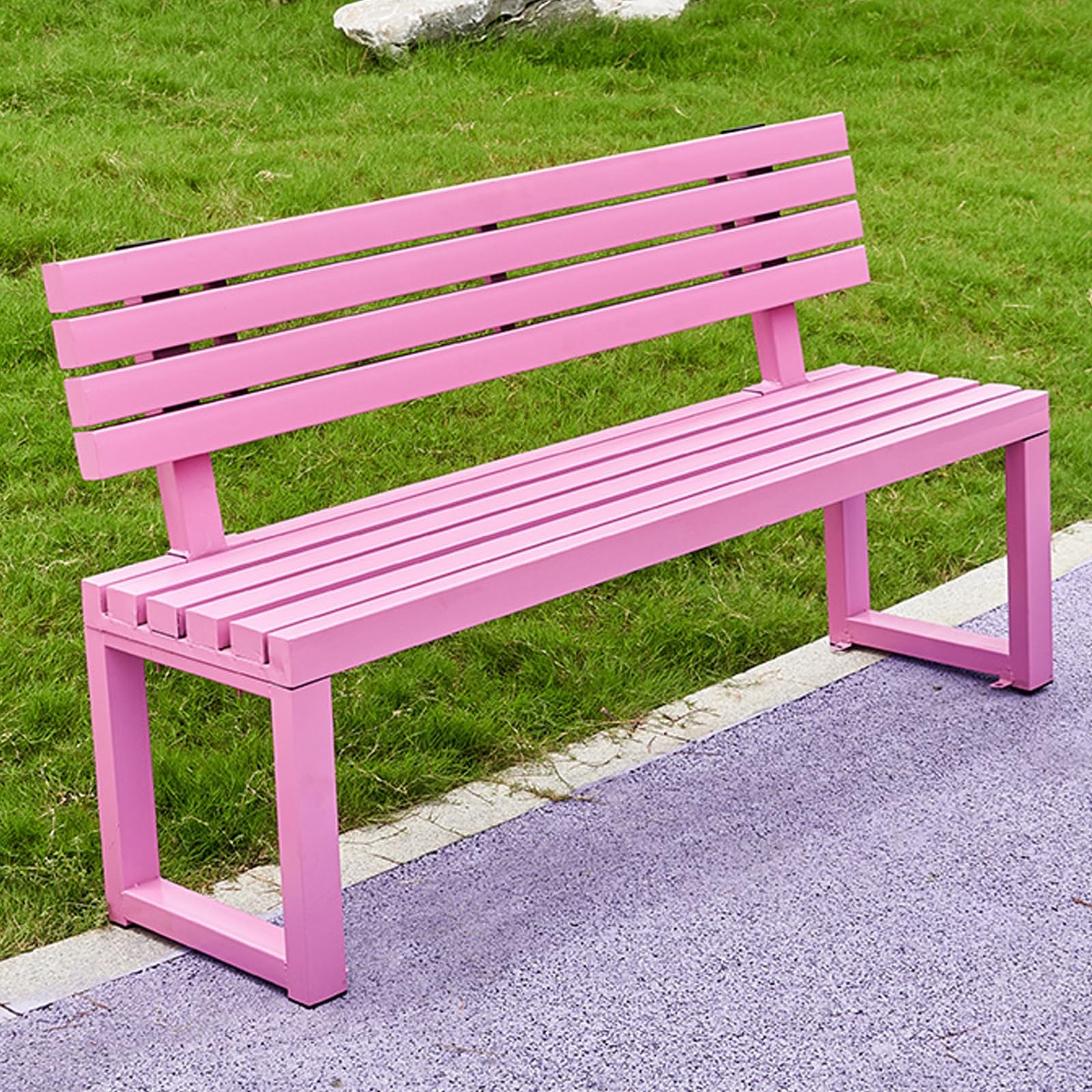 Banc de jardin deux places compact pour petit balcon assise bois rose
