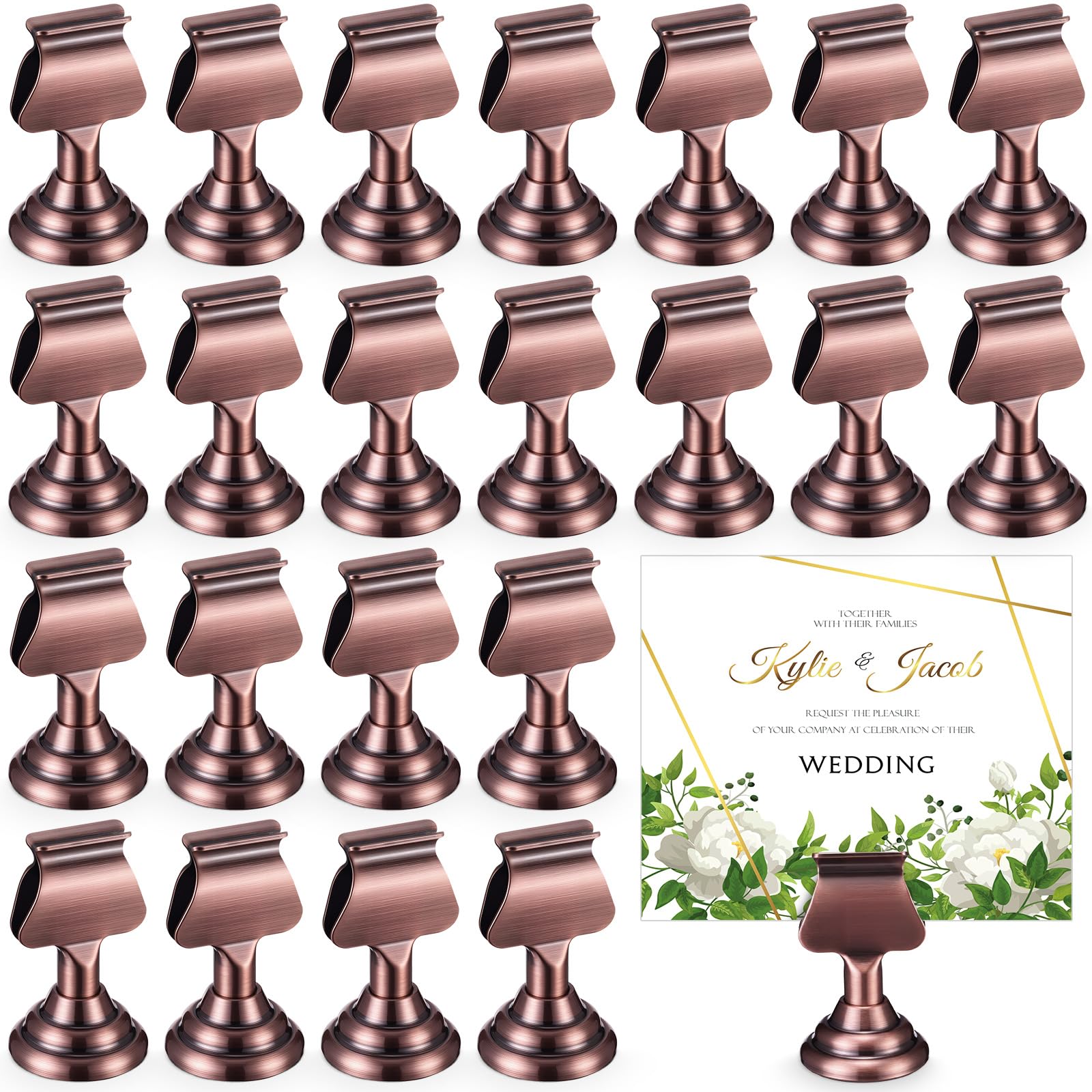 Kathfly 24 Pcs Table Number Holders Metal Place Card Clip,Antique Copper