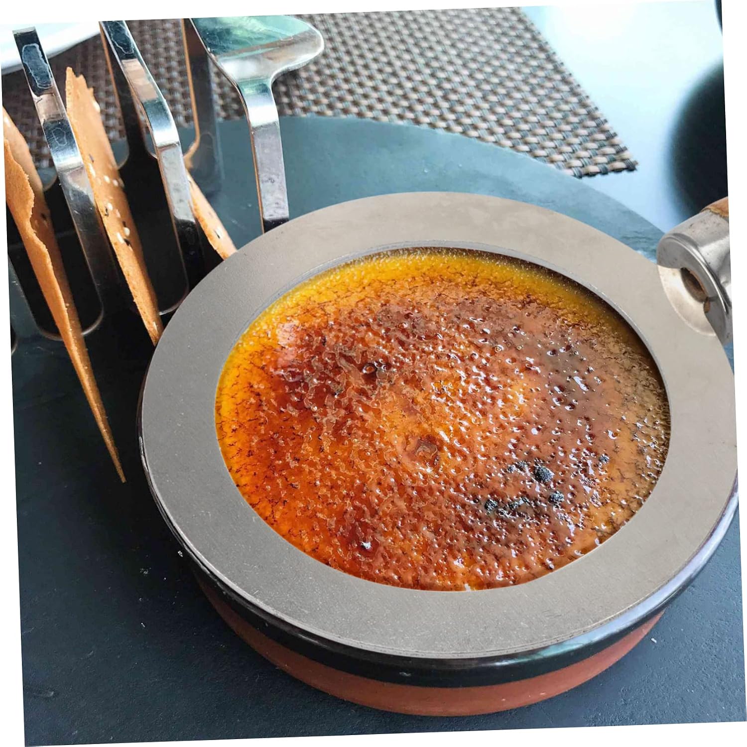 KICHOUSE Sturdy Stainless Steel Cup Rim Washer Milk Cup Rim Cover for Creme Brulee Teahouses