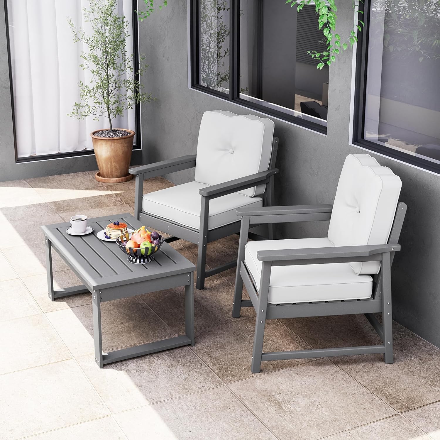 Chairs-All-Weather HDPE Recycled Plastic Outdoor Club Chair with Thick  Cushion \u0026Wooden Armchair, for Yard, Garden, Study, Porch : Amazon.sg:  Sporting Goods
