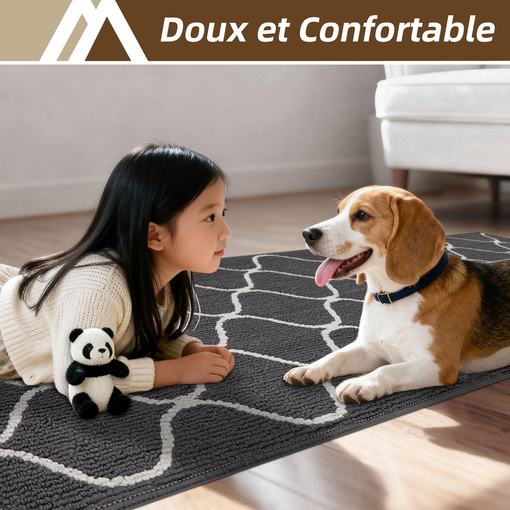COSY HOMEER Tapis de Cuisine Antidérapant, 60 x 120 cm Tapis de Cuisine Devant Evier, Anti-salissures, Lavable en Machine pour Cuisine, Buanderie, Entrée, Couloir, Gris