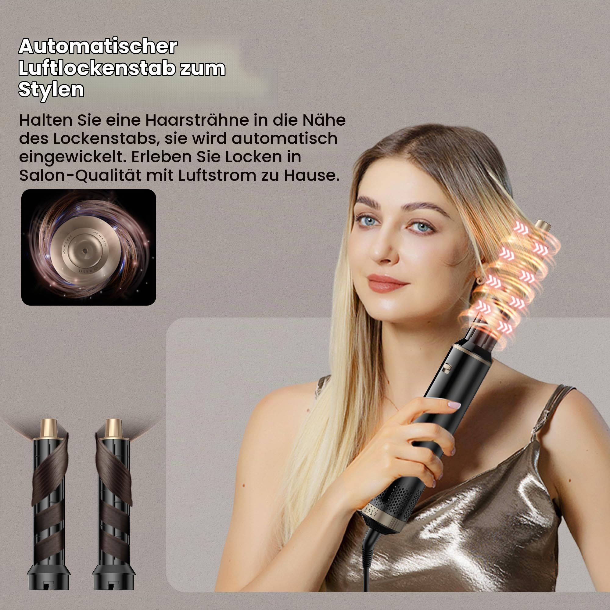 Haarstyler Hairstyler 5 in 1 Hair Styler Set 1000W mit Rundbürstenföhn, Warmluftbürste, Föhnbürste, Haartrockner, Air Curler, Glättbürste, Airstyler Geräte für Alle Haartypen