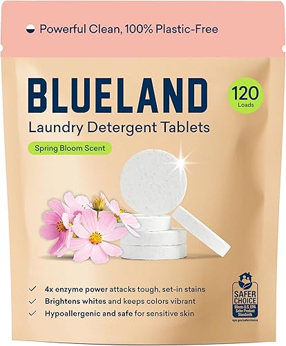 BLUELAND Tabletas de detergente para ropa, 120 unidades, aroma Spring Bloom, cápsulas ecológicas sin plástico, hojas, alternativa líquida, seguras