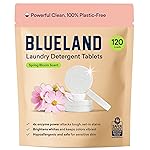 BLUELAND Laundry Detergent Tablets, 120 Count, Spring Bloom Scent, Plastic-Free Eco-Friendly Pods, Sheets, Liquid Alternative - Safe for Sensitive Skin, Gentle