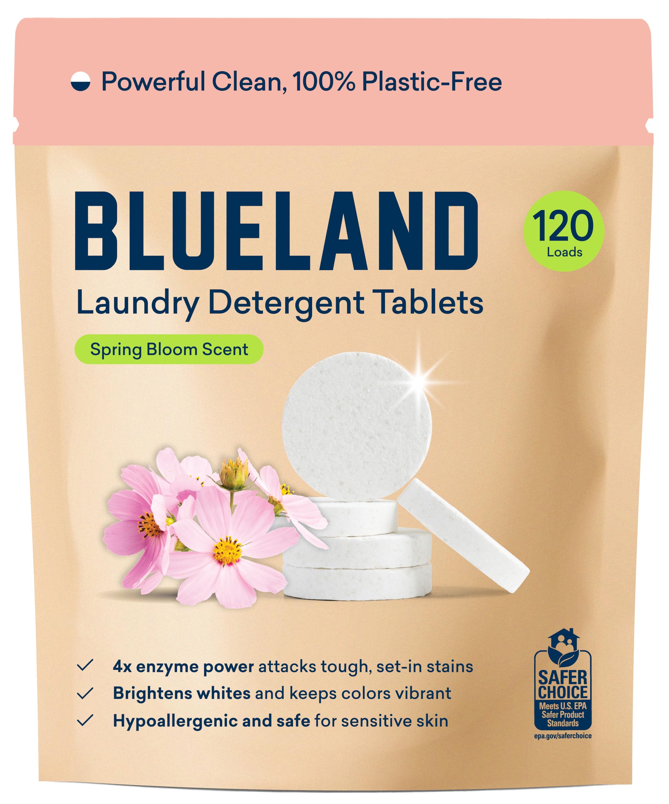 Sponsored Ad - Laundry Detergent Tablets, 120 Count, Spring Bloom Scent, Plastic-Free Eco-Friendly Pods, Sheets, Liquid Alternative - Safe for Sensitive Skin, Gentle