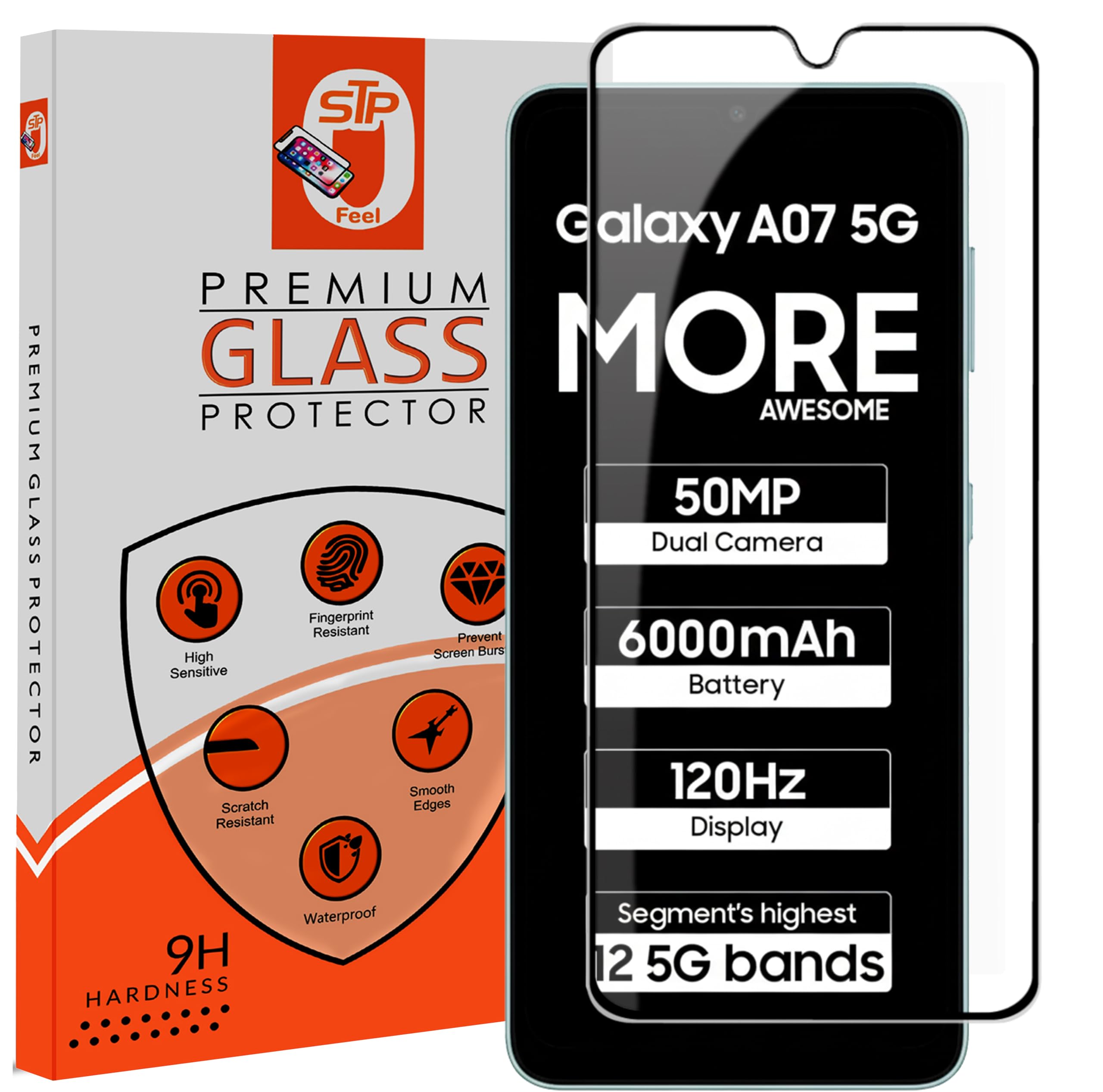STP FEEL® Premium Tempered Glass Screen Protector Guard Compatible For Samsung Galaxy A07 5G / Galaxy A07 4G (6.7 Inch, Pack of 1) | Edge to Edge Coverage With Easy to installation kit for Smartphone-picture-37