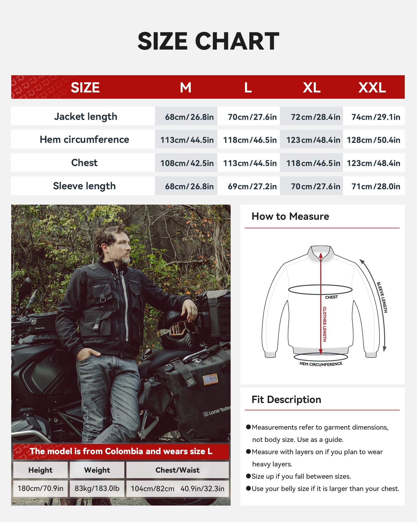 RIDEIRON Vestes Moto Hommes Hiver 3 en 1 Équipement Protection Adapté au Cyclisme Randonnée Sports de Plein Air Noir