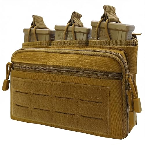 Tactical Triple Magazine Pouch，Molle Utility Tool Pouch with M4/M16 Enthusiast Large Capacity Utility Bag 1000D Backpack Vest Attachment Pouch