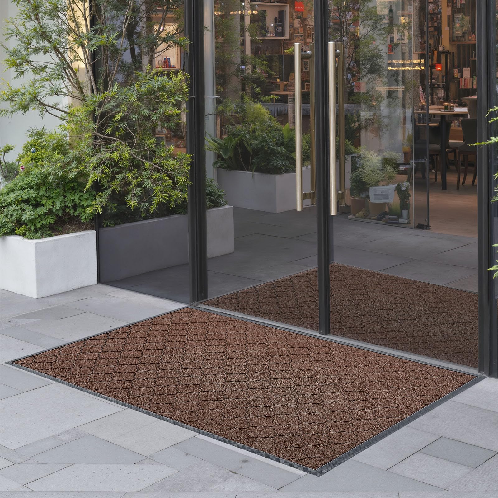 Tapis de porte VEVOR résistant lavable 119,4 x 89 cm marron