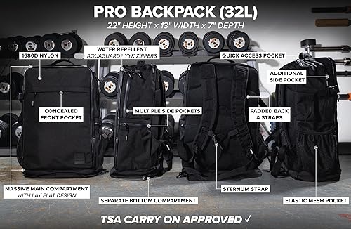 Miniatura 4 de SERIOUS STEEL FITNESS Mochila Pro con divisores extraíbles (nailon 1680D - Negro)