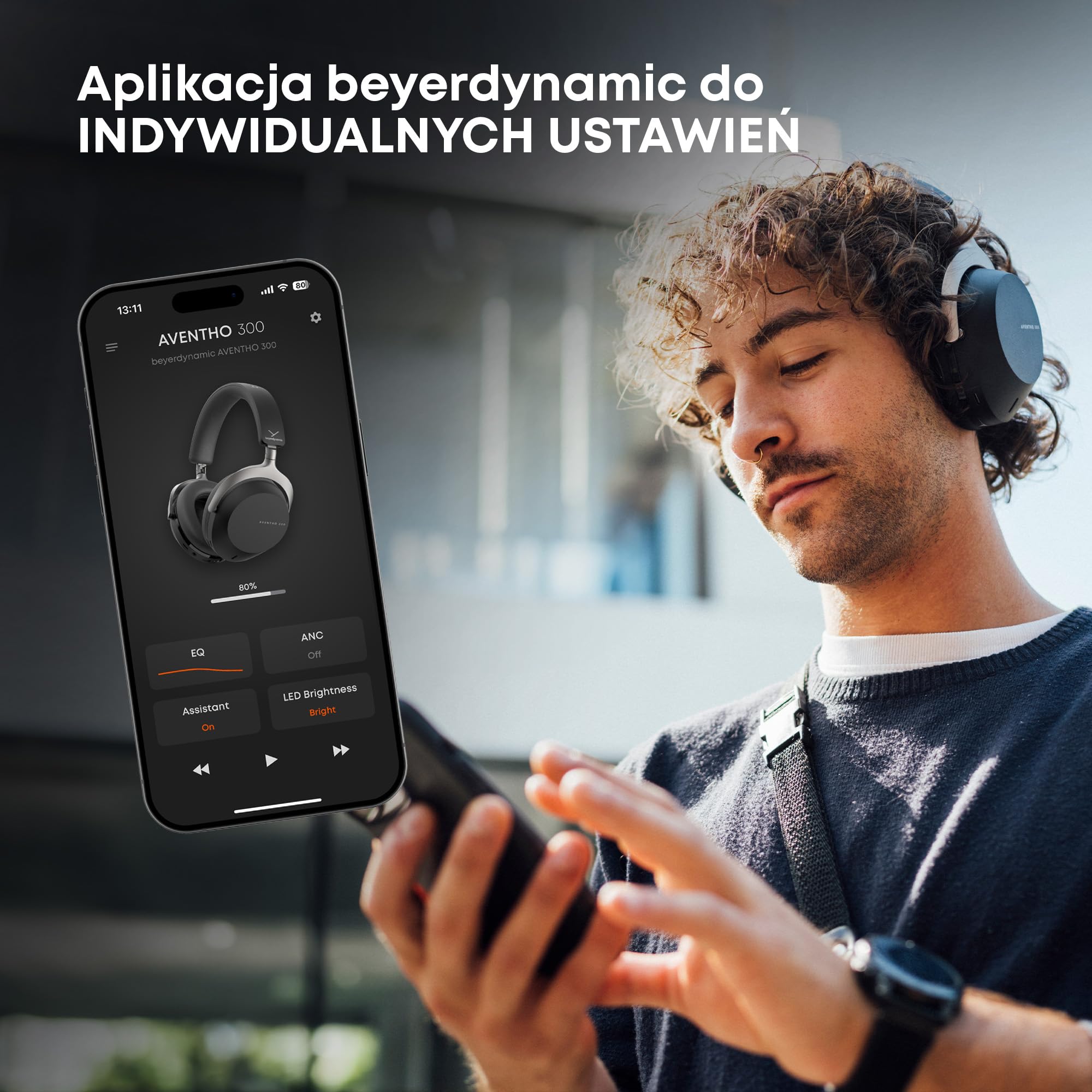 beyerdynamic AVENTHO 300 słuchawki wokółuszne Wireless z ANC, Słuchawki nauszne z redukcja szumów, 50-g żywotność baterii, Bluetooth® 5.4, w kolorze czarnym – nowa aktualizacja przez aplikację