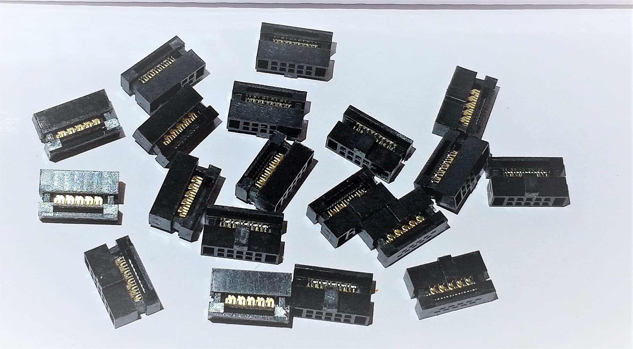 10P 20-Pack 1.27mm 0.05" Pitch Mini Dual Rows IDC FC Female Sockets Terminates to 0.635mm Flat Ribbon Cable (FC-10P-20PK)