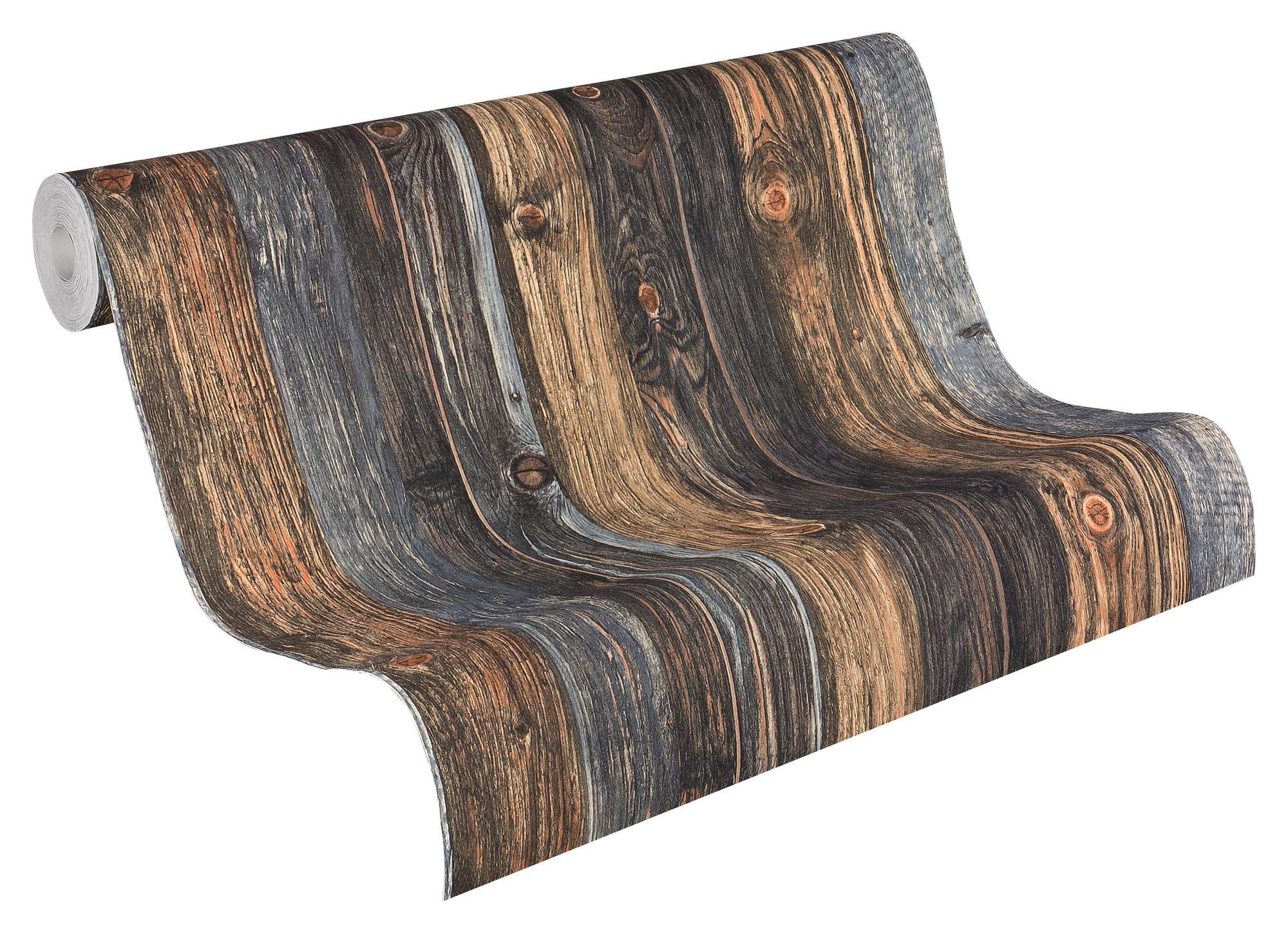 Sanders & Sanders papier peint imitation bois marron, gris et beige 53 cm x 10.05 m