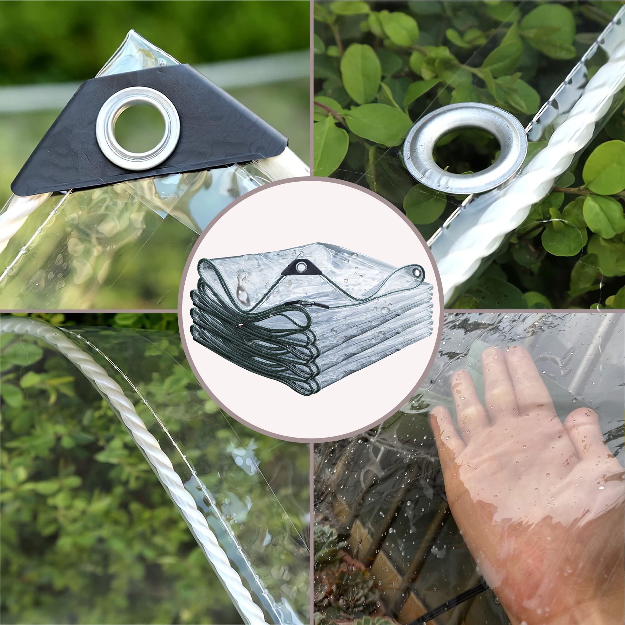 Lona Transparentes Impermeable Exterior con Ojales 2.5x3.6m,Lona de Plástico PVC de 0,35 mm con 2 Cremallera,Toldo Transparente Exterior Terraza para Cenador, Balcón,Muebles de Jardín