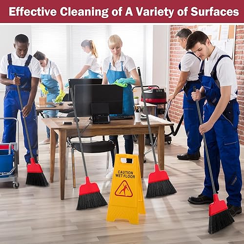 Miniatura 6 de Escoba de exterior para limpieza de suelos, escoba comercial resistente de 54 pulgadas, escoba de cocina de mango largo, escoba angular para el