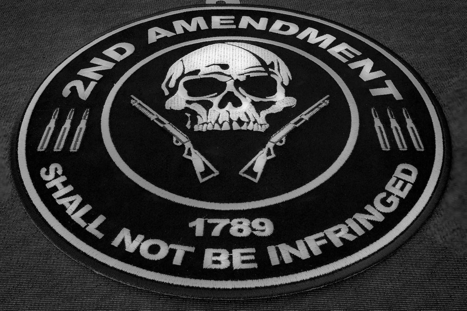2nd Amendment Shall Not Be Infringed 1789 Skull Patch, Large Patriotic Patches (PL3565)