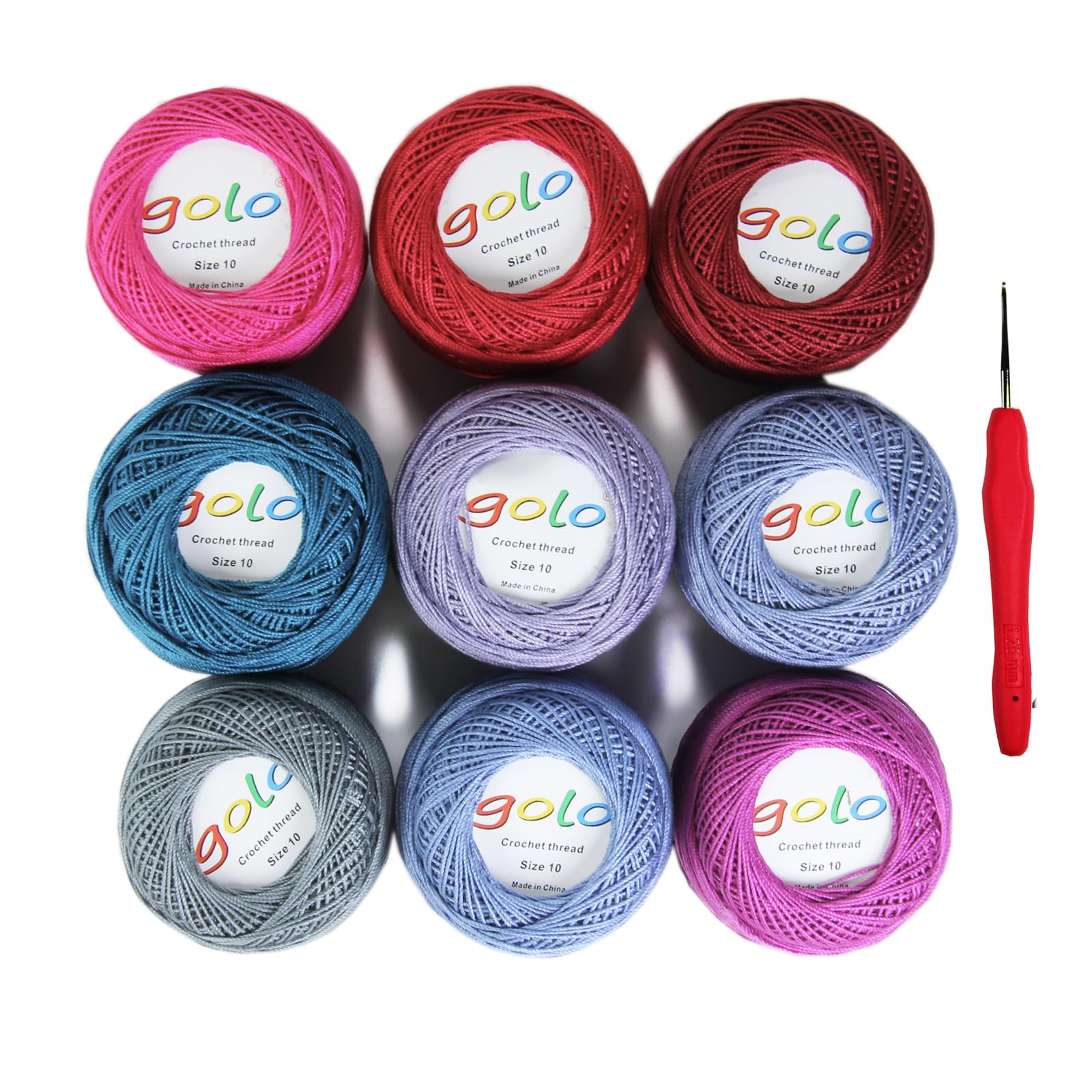 golo Crochet Thread Size 10 Embroidery Thread 10g X 9 Crochet Yarn for Hand Knitting 10-9-2