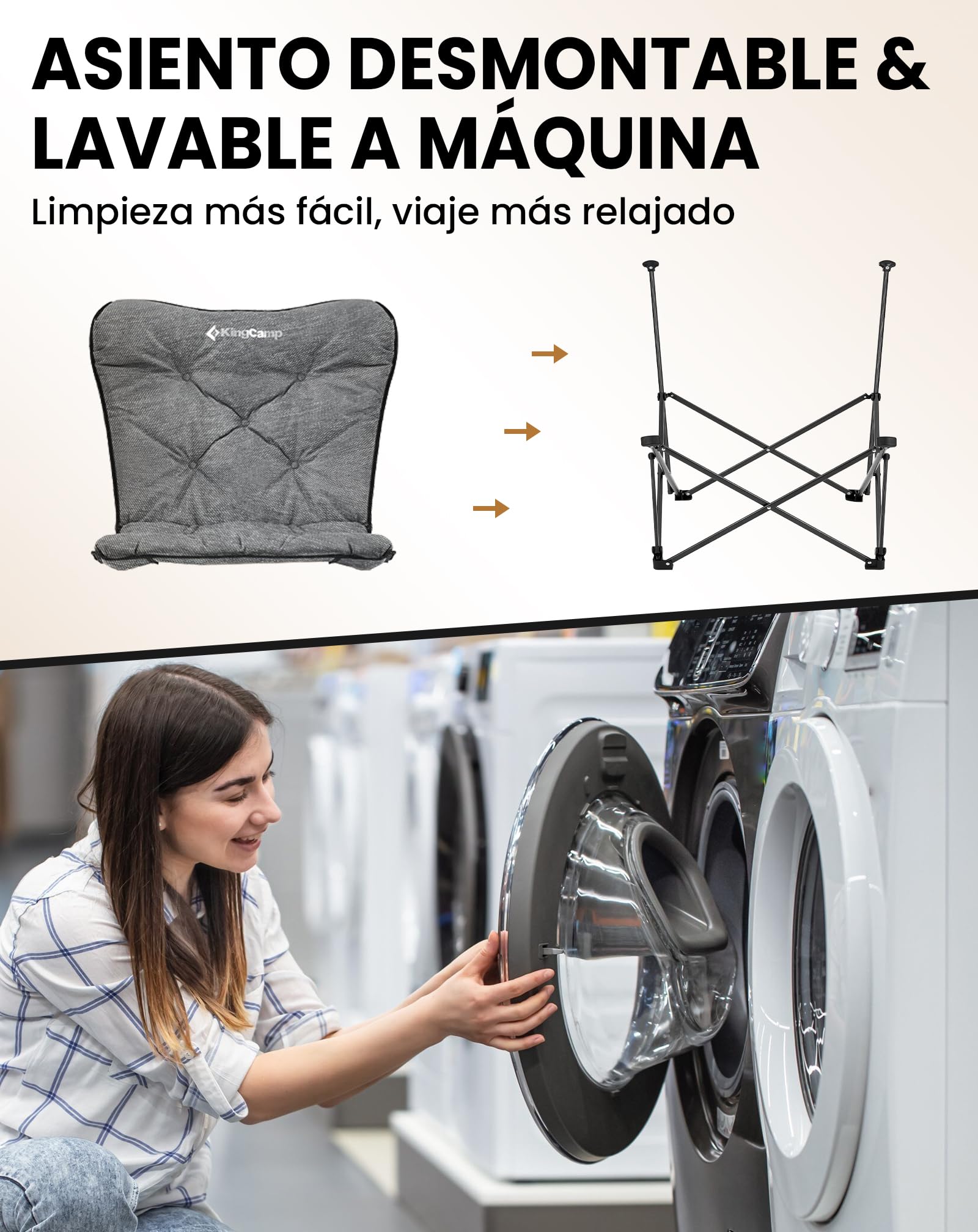 KingCamp Engrosar con Algodón Silla de Camping Acolchada Cómoda Portátil Silla Plegable Camping para Exteriores Picnic Pesca Carga 136KG