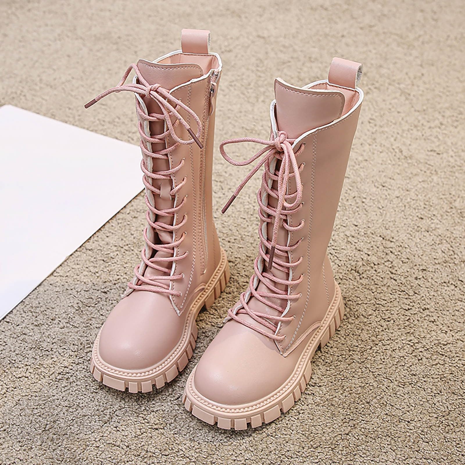 Botas Planas Elegantes para Niñas Botines De Cuero con Y Caña Larga para Niños Pequeños Cómodas para Uso Diario Diseño Antideslizante Y Duradero para Informales Y