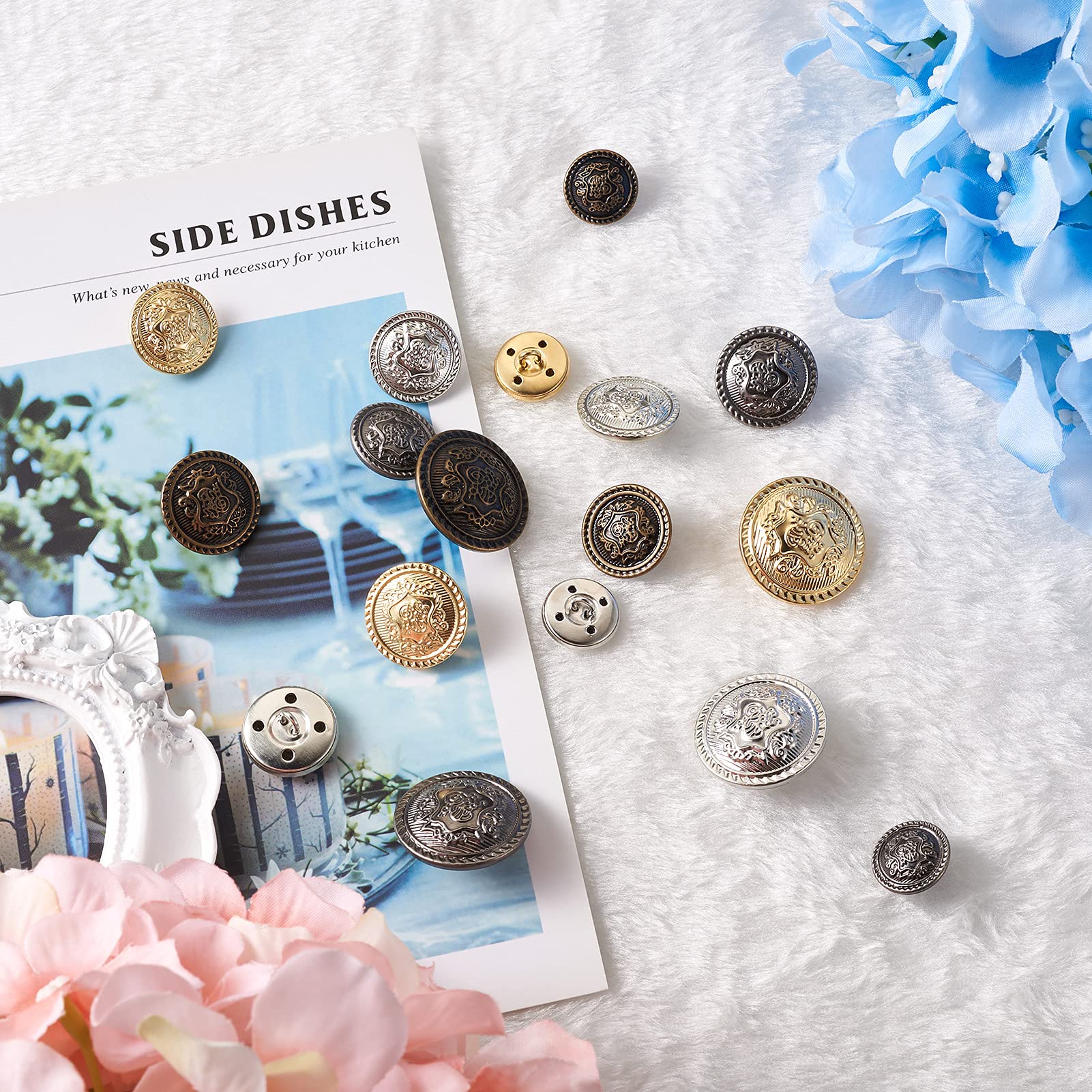 LAKSOL 20 Pièces Métal Boutons Doré, Vintage Blazer Boutons En Métal, Bouton Manteau, Bouton Vetement Avec Tige Pour Costumes Manteau Uniforme Veste 20mm, 25mm