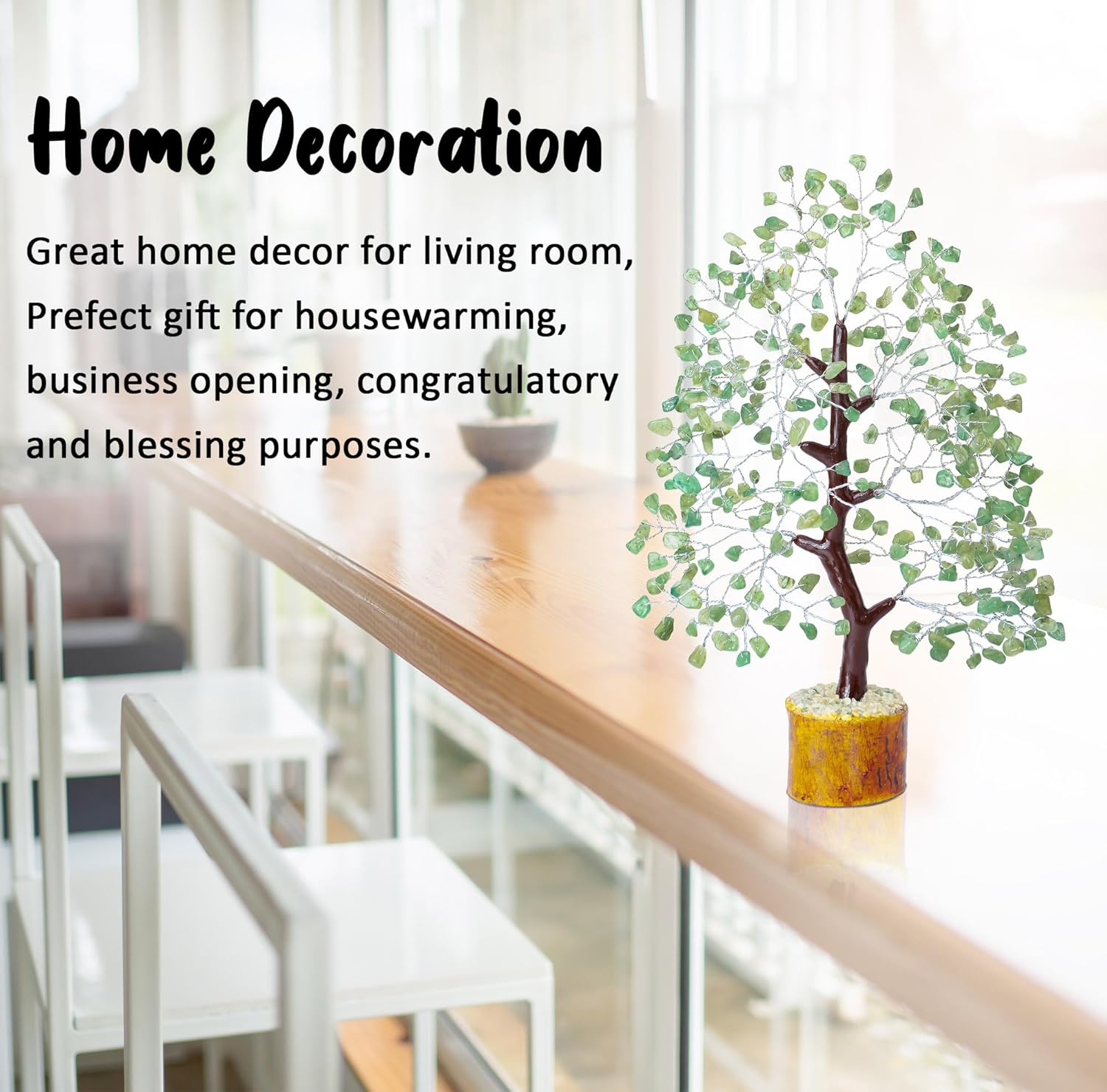 Green Jade Crystals Tree of Life Decor for Shelf Healing Crystals Spiritual Gift Sage Green Office & Room Decor House Warming Gifts New Home Decor Feng Shui Birthday Gifts for Women & Men - Image 4