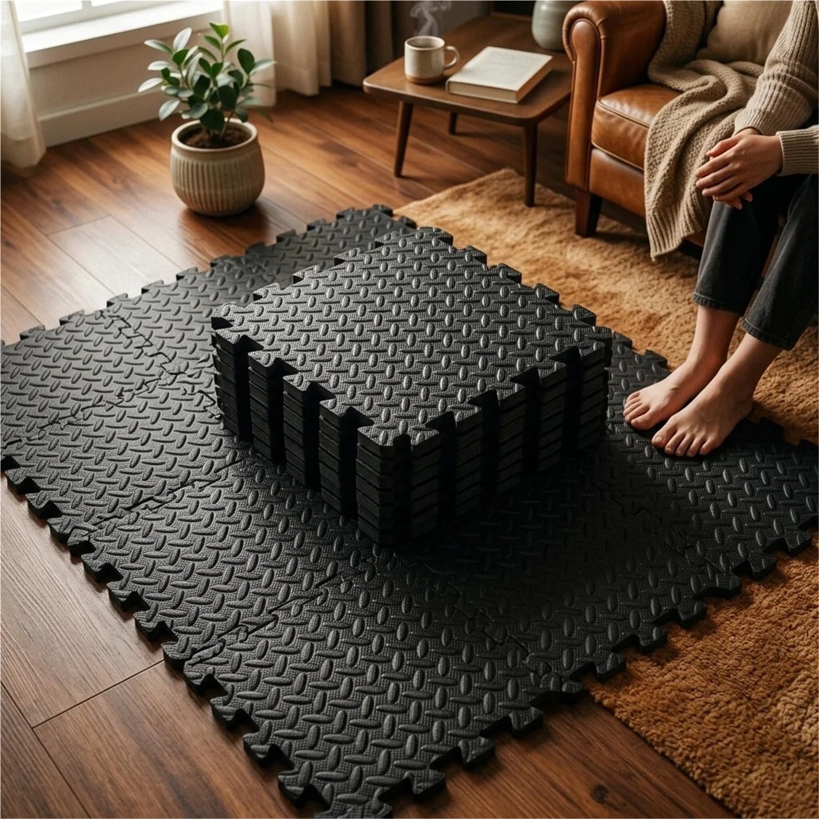 Tappeto Da Fitness A Puzzle Tappetini puzzle EVA 30x30x2,5 cm Piastrelle antiscivolo 6/8/12 pezzi for soggiorno domestico
