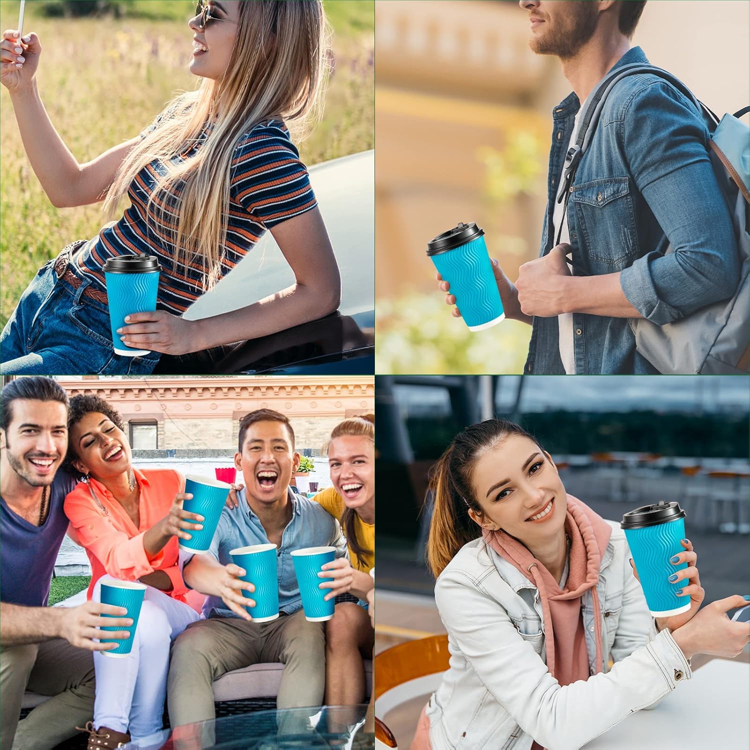 80 Count 16 oz Coffee Cups with Lids and Straws, Insulated Ripple Wall Paper Hot Coffee Cups for Home, Office, Hotel, Meetings, Parties - Image 7