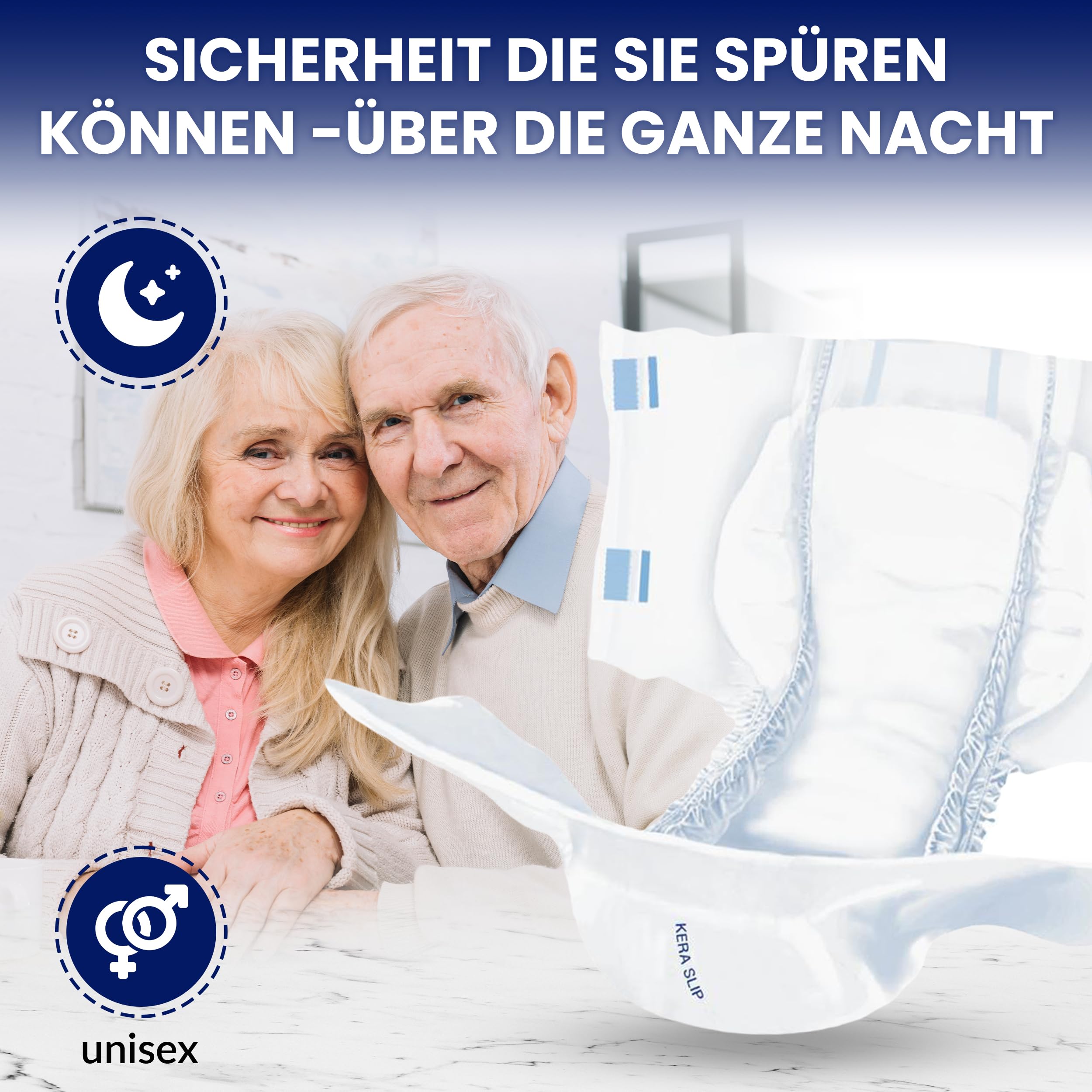 KERA® Premium Inkontinenz-Slip MAXI NIGHT - saugstarke Windeln für Erwachsene [MIT AUSLAUFSCHUTZ] - Atmungsaktive Erwachsenen Windel für die Nacht - 80 Stück - L - Vorteilspack
