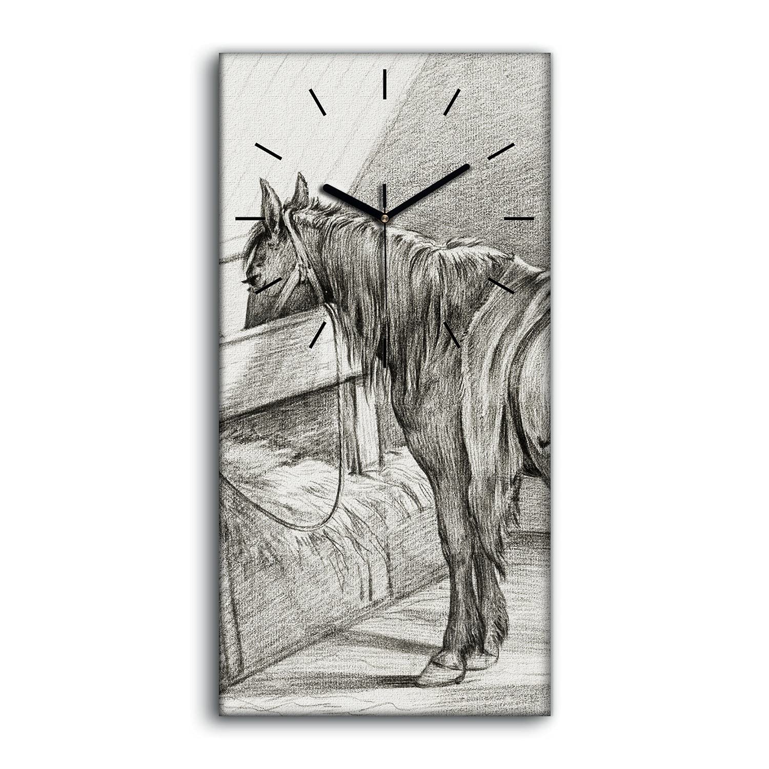 Horloge Silencieuse sans Tic-Tac Motif Chevaux Toile Murale Salon et Chambre
