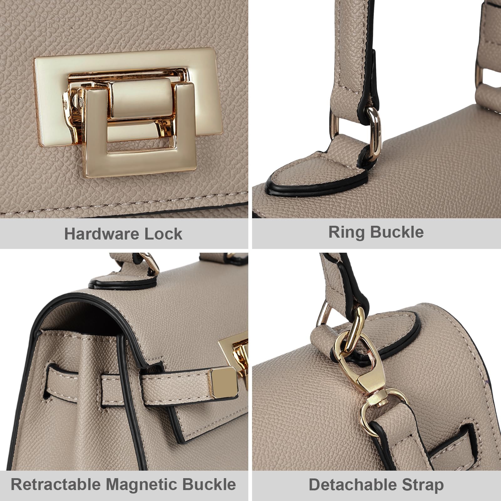 HiTotes Tornister torebka z górnym uchwytem, torebka dla kobiet, mała torba crossbody, damska designerska torebka z regulowanym i odpinanym paskiem