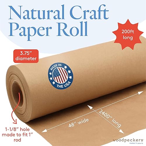 Miniatura 2 de Rollo de papel para manualidades, rollo de papel de carnicero jumbo, rollo de papel marrón de 48 x 2400 pulgadas, papel de tablero de anuncios,