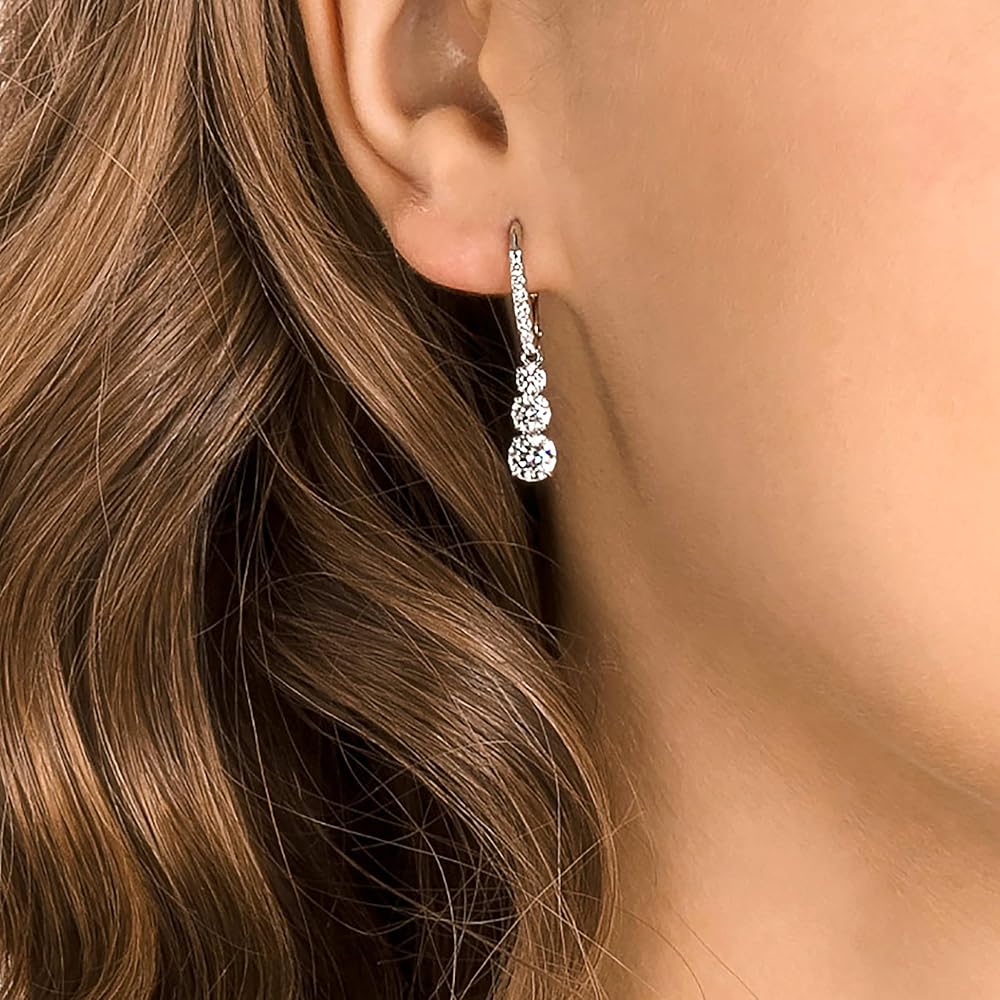 Amazon.com: Swarovski Stilla Attract Trilogy Drop Pierced Earrings