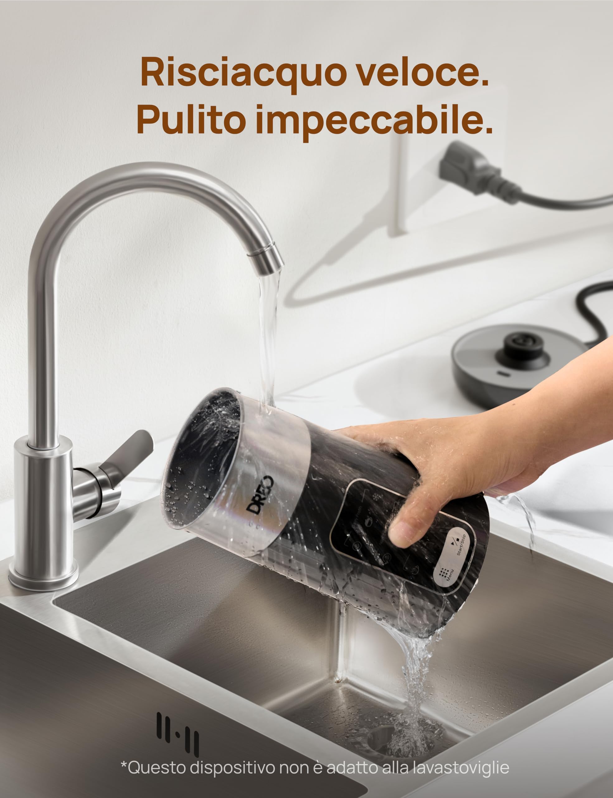 DREO Montalatte Elettrico, 8-in-1 Montalatte per Latte, Cappuccino, Cioccolata Calda, 270ml Milk Frother in Acciaio Inossidabile per Schiuma Calda e Fredda, LED, Facile da Pulire