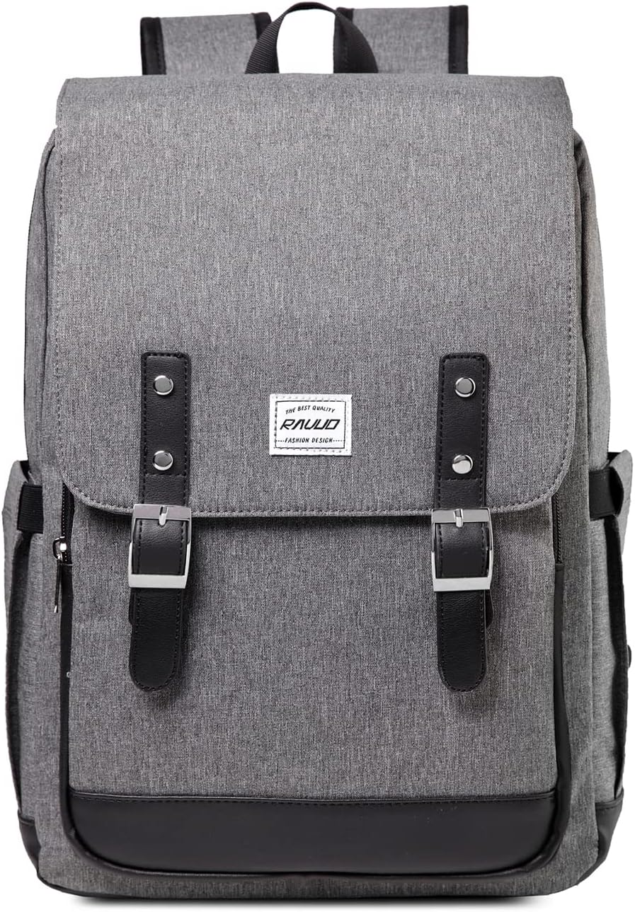 RAVUO Backpack Men Women, Water Resistant 15.6 inch Laptop Haversacks College Bag Casual Daypack Travel Flap Rucksack