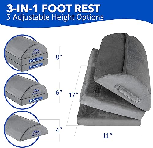 Miniatura 3 de EverRest Reposapiés debajo del escritorio para uso en la oficina, pies más cálidos, 3 alturas ajustables, taburete ergonómico alto para silla de