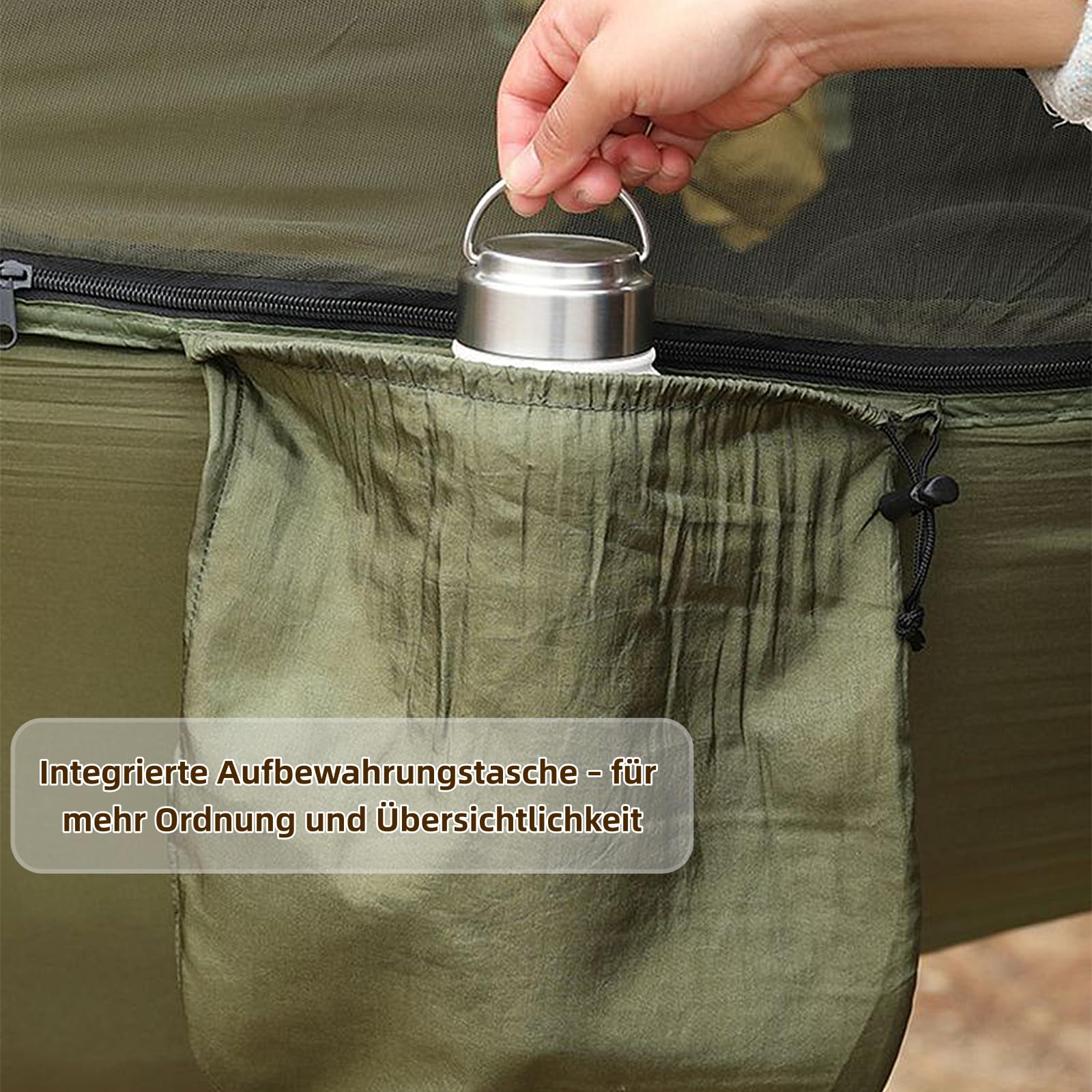 Hängematte 260 x 140cm, Camping Hängematte mit Moskitonetz, max. 300 kg, Fallschirm Nylon, mit Befestigungsgurten & Karabinern für Outdoor Wandern Rucksackreisen (Rosa/Blau)