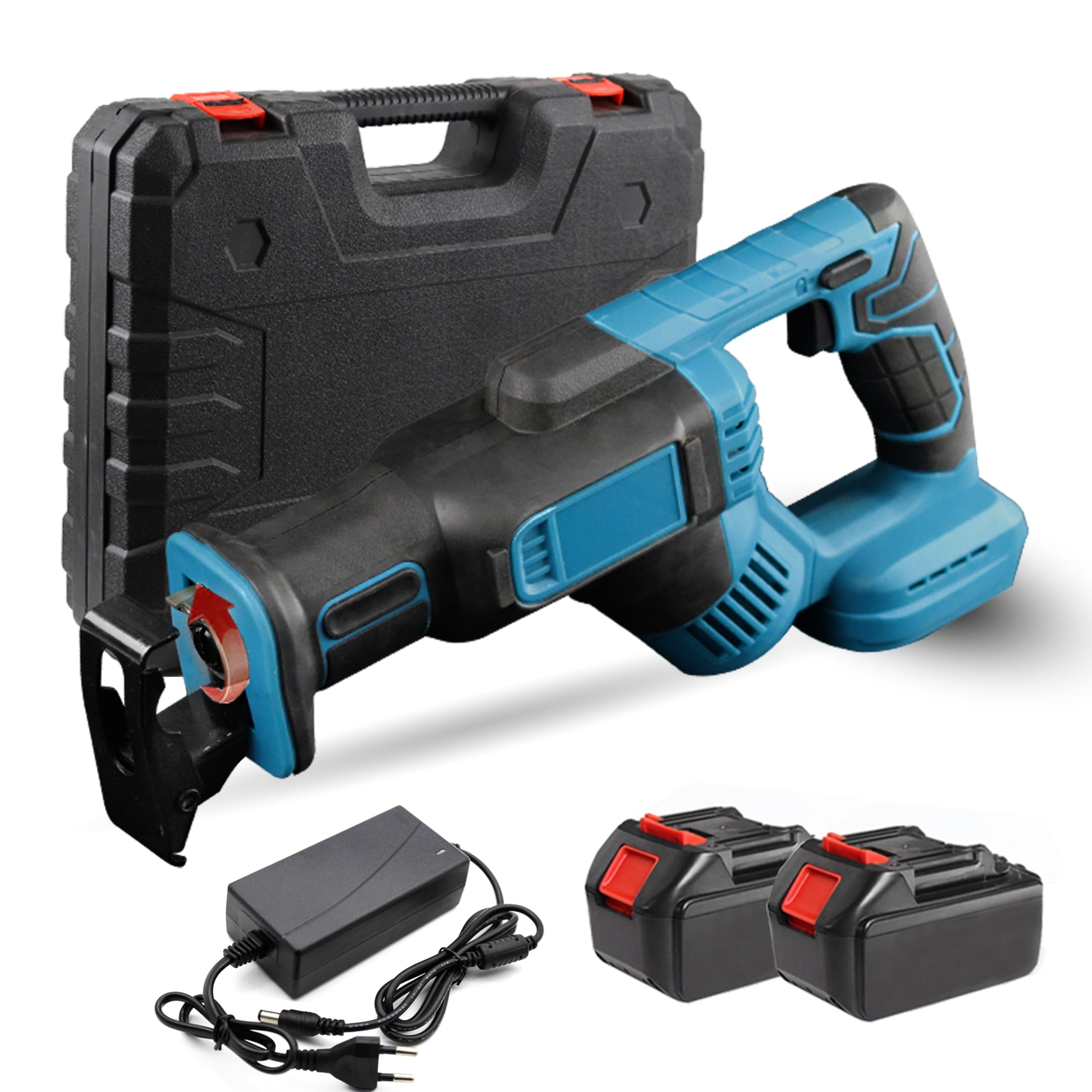 Seghetto gattuccio con 2 batterie potenti da 3 Ampere, valigetta, 4 lame