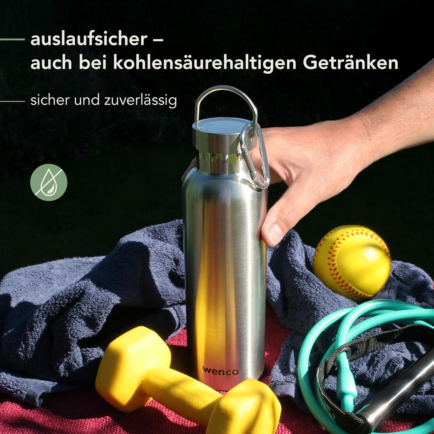 Stainless Steel Water Bottle 0.75 L / 750 ml Insulated and Leak-Proof for Cold and Hot Drinks Can Also Be Used as a Thermos Flask - With Tea Strainer - Dishwasher Safe BPA Free - Silver