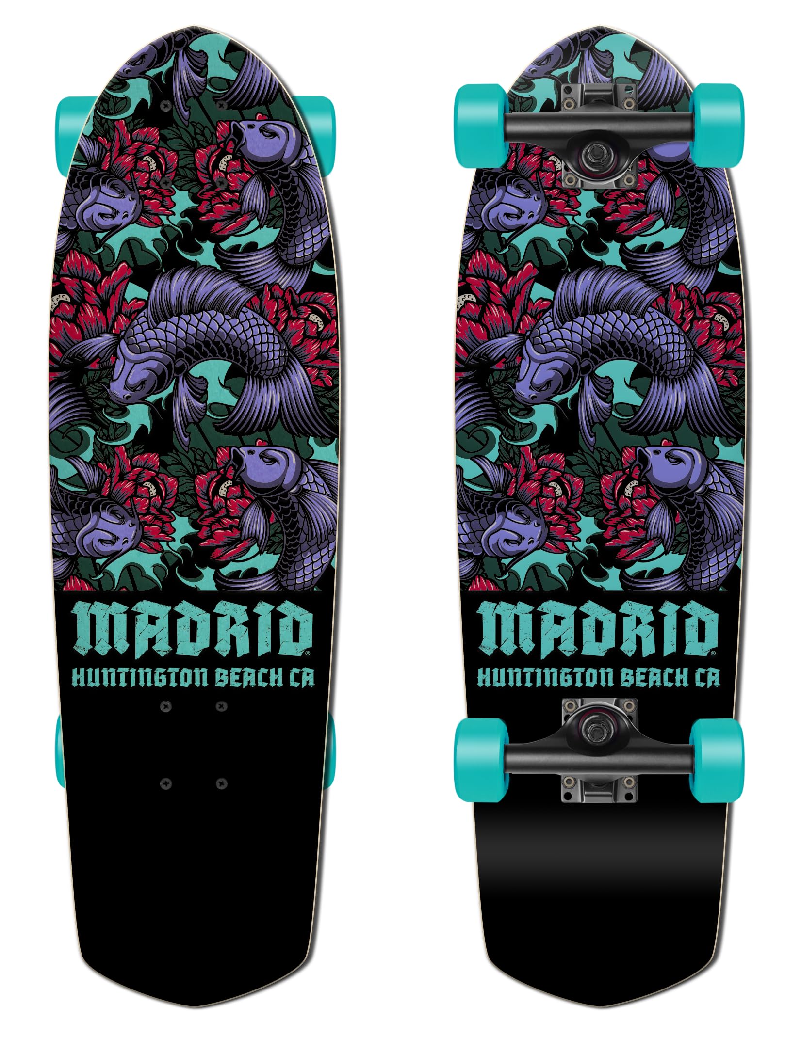 MADRID Picket Complete Cruiser Skateboard Koi - Black;Blue;Purple - Size: 28.5"