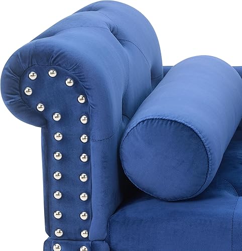 Miniatura 6 de TEFUNE Tumbona, sillón tapizado de terciopelo para sala de estar, sillón interior con reposabrazos y respaldo, adecuada para adultos y niños