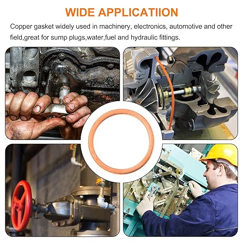 Miniatura 6 de MECCANIXITY 22 piezas de arandelas planas de cobre, arandelas de cobre planas métricas de sellado de 18x22x1,5mm mejoradas para accesorios