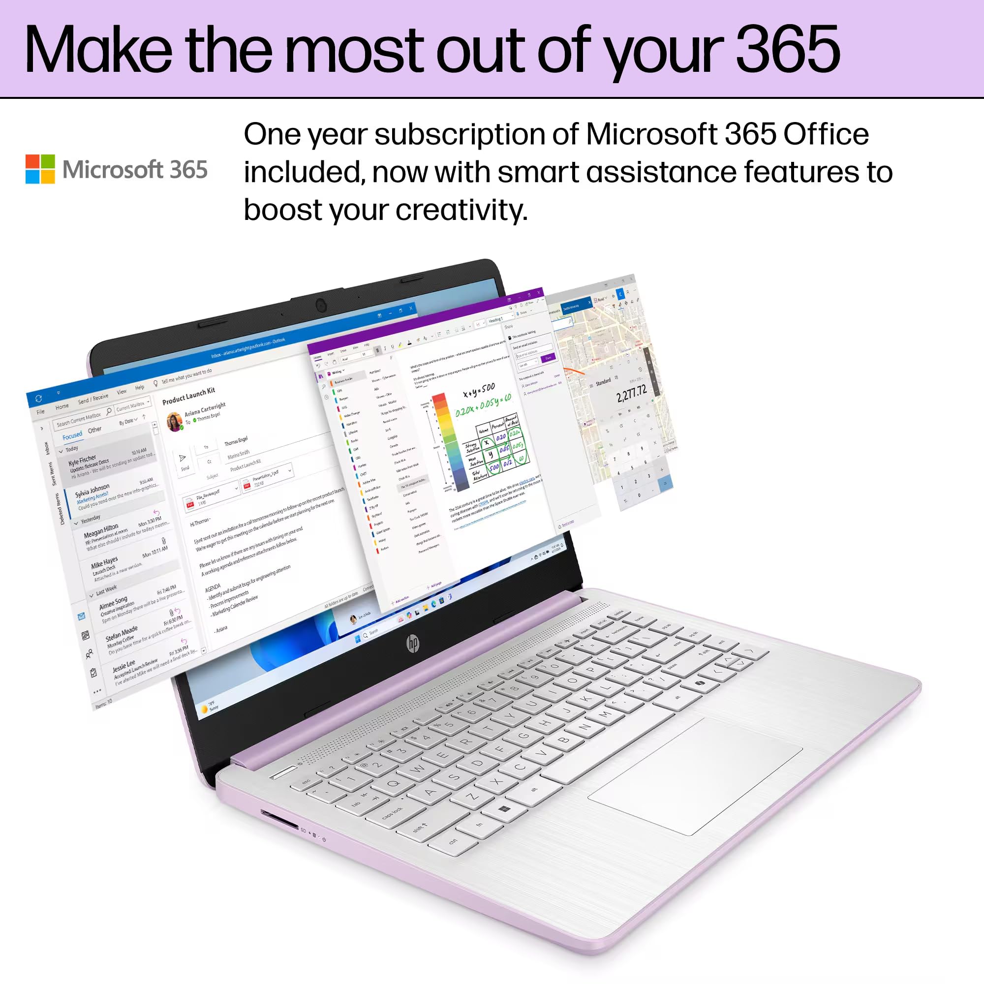 HP 14 Laptop Student Business 2025 Flagship Computer, AI Copilot, 4-Core 13th Gen Intel CPU, 16GB RAM 628GB Storage (128GB UFS+500GB Ext) 1-Yr Office 365 Long Battery HubxcelAccessory Win 11S Lavender