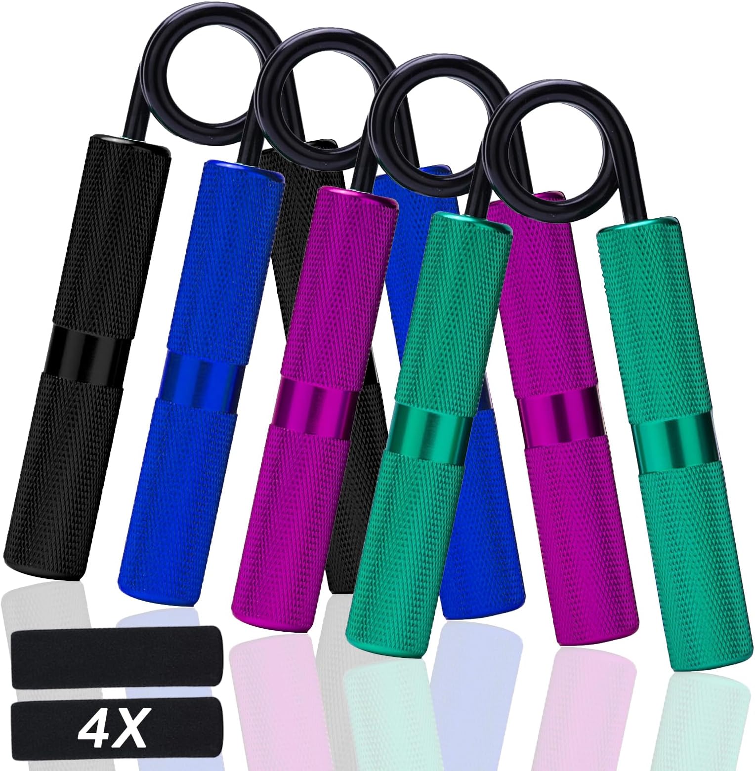 Grip Strength Trainer 4 Pack,50LB-200LB Metal Hand Grip Strengthener Set,Non-Slip Heavy-Duty Strength Training Equipment for Muscle Building and Hand Rehabilitation Exercising