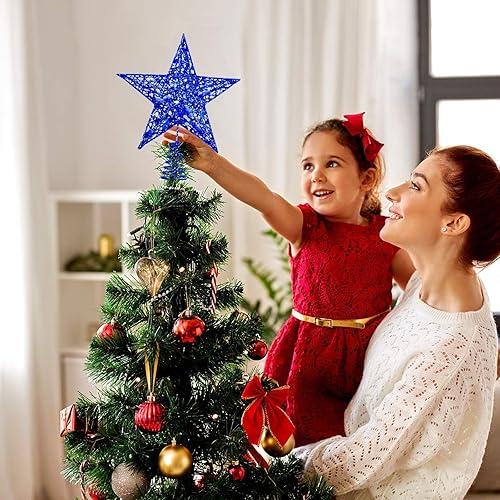 Vista 14 de URATOT - Decoración de estrella para árbol de Navidad con diamantina.