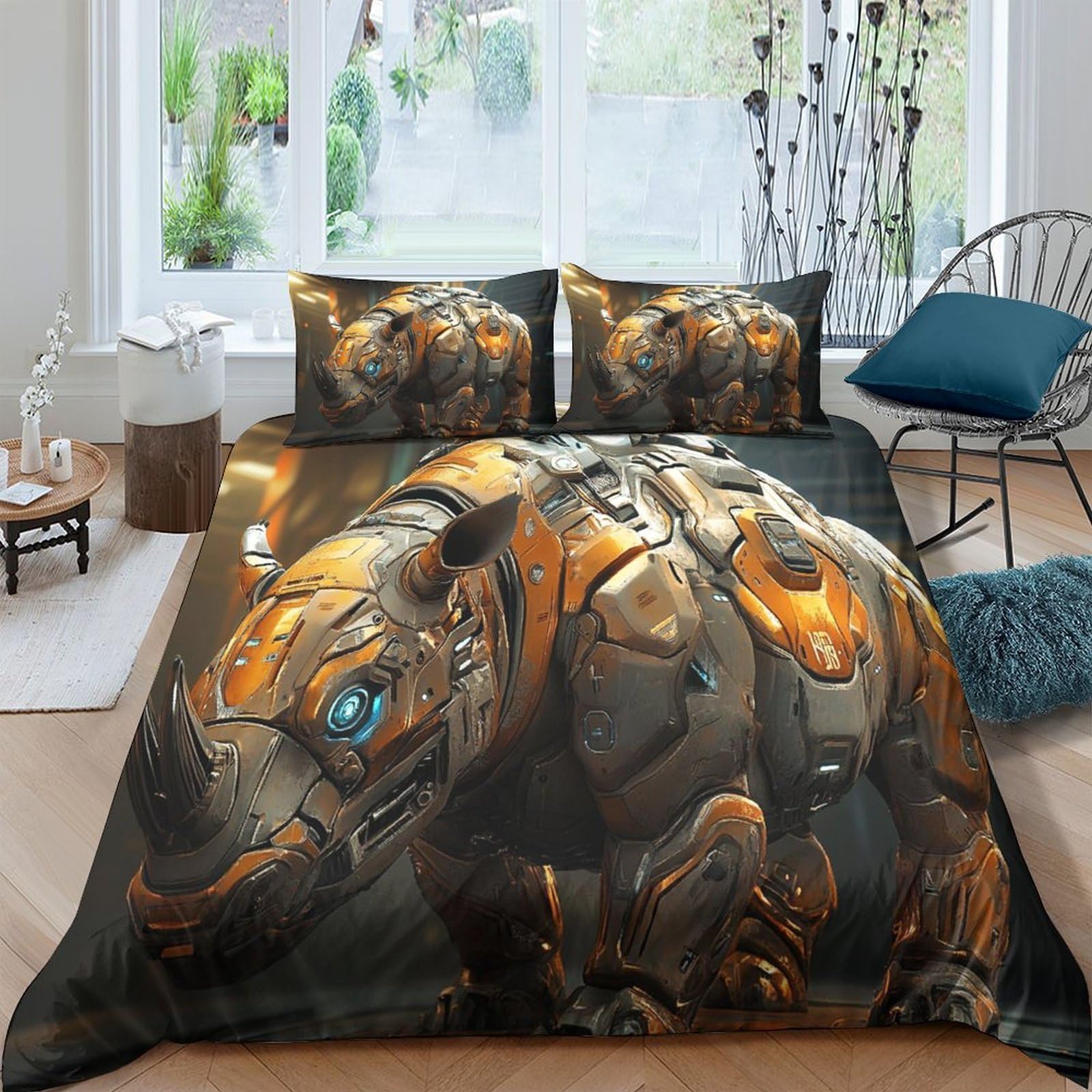 Ctjqhvkz Style-4 3D Printed Mecha Robot Fitted Sheet Microfiber Soft Breathable Sci-Fi Armor Bed Cover For Bedroom Dorm Decor Single（135X200cm）