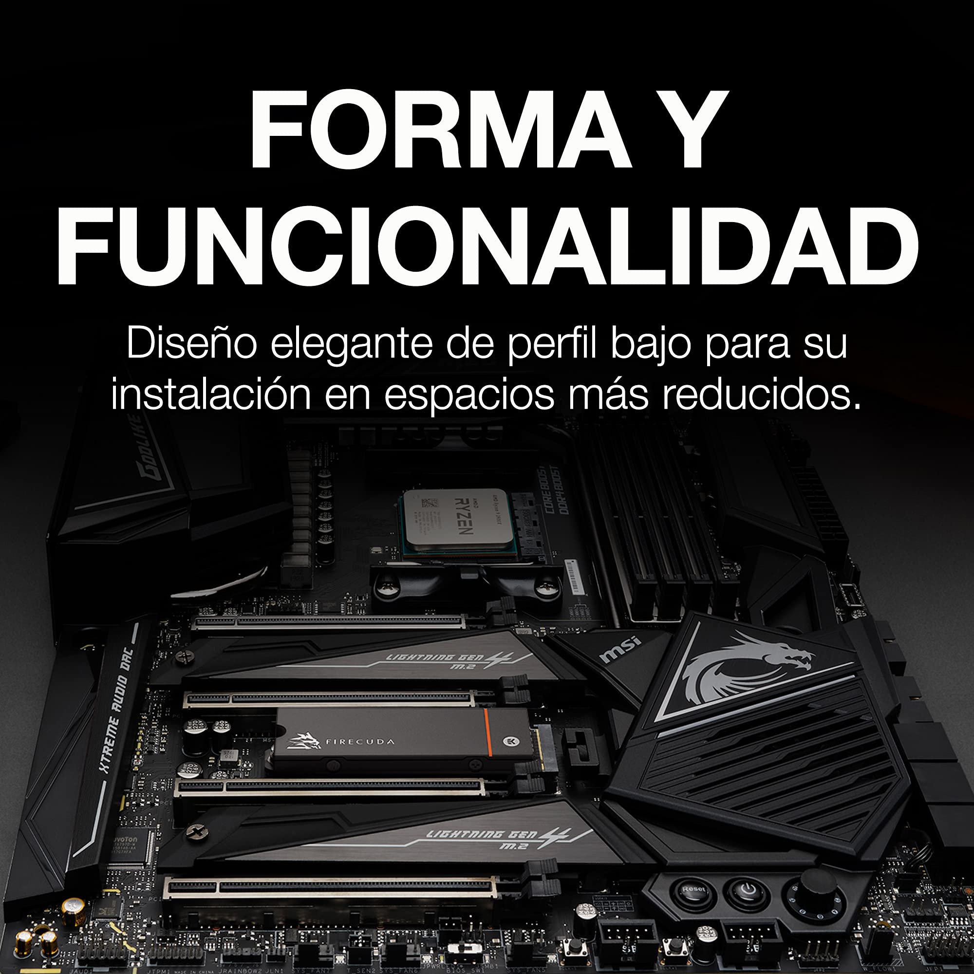 Seagate FireCuda 530, 500 GB, Internal Solid State Drive - M.2 PCIe Gen4 ×4 NVMe 1.4, transfer speeds up to 7,000 MB/s, 3D TLC NAND, 640 TBW, Heatsink, 3 year Rescue Services (ZP500GM3A023)