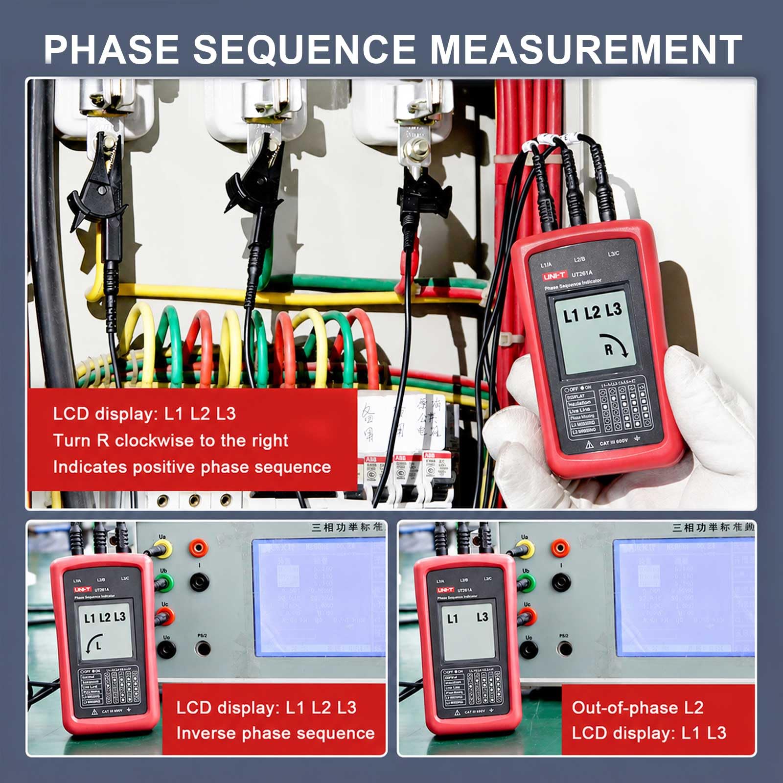 UNI-T AC 3-Phase Rotation Meter Sequence Tester 40-690V — Amazon image 3