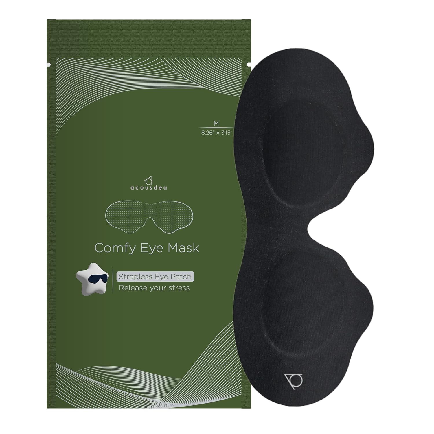 No Strap Sleeping Eye Mask For Men and Women, 100% Block-out Lights, Comfortable and Soft, Side-sleeper kindly, Best for Traveling, Zero Pressure Eye Mask for Sleeping (Medium)