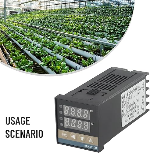 Miniatura 6 de REX-C100 Controlador digital inteligente de temperatura con PID adaptativo avanzado, rango de 32.0-752.0 F, entrada tipo K, salida,