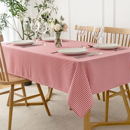 Miniatura 2 de maxmill - Mantel rectangular a cuadros, resistente al agua, antiarrugas, a prueba de derrames, pesado, suave, mantel a cuadros de gingham para